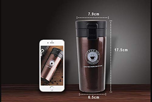 Vaso Termico Café Termo Taza Botella Taza Coche Acero Inoxidable Café Agua Thermos Frascos Termo Cafe Hermetico (Marrón)