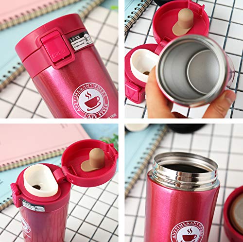 Vaso Termico Café Termo Taza Botella Taza Coche Acero Inoxidable Café Agua Thermos Frascos Termo Cafe Hermetico (Rosa)