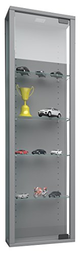 VCM 911788 - Vitrina de pared, vidrio, sin iluminación, Plata, mini