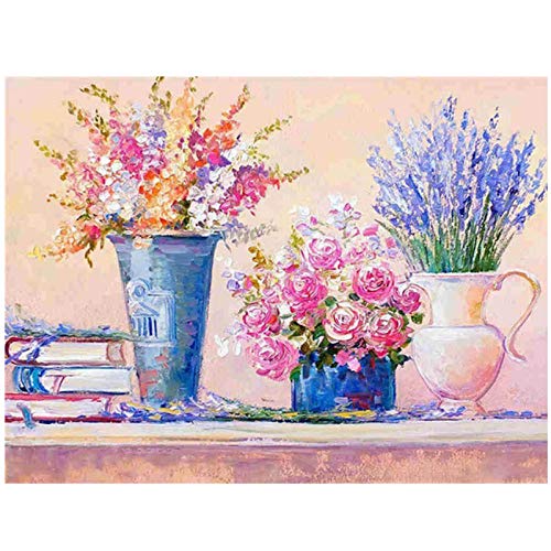 Venta de bordado de diamantes 5D DIY Pintura de diamante Cuadrado completo Flores de mosaico de lavanda Imagen de diamantes de imitación redondo 70x50cm