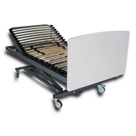 Ventadecolchones - Camas Articuladas Geriátrica de Hospital con Carro Elevador Medida 90 x 190 cm con barandilla Izquierda