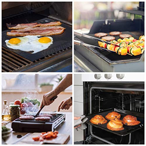 Ventvinal Set de 6 tapetes para Parrilla mágica BBQ 50X40CM Tapete de Parrilla de teflón para Parrilla de Gas y carbón 100% Libre de PFOA Antiadherente hasta 260 ° C / 500 ℉