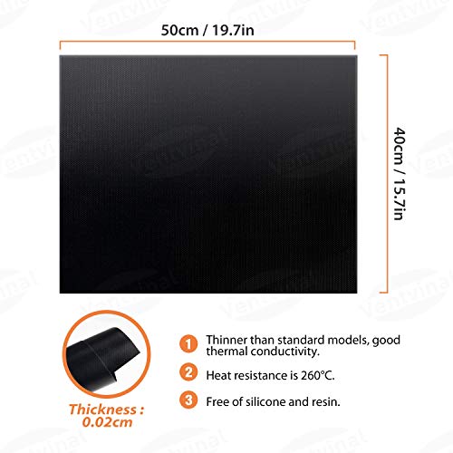 Ventvinal Set de 6 tapetes para Parrilla mágica BBQ 50X40CM Tapete de Parrilla de teflón para Parrilla de Gas y carbón 100% Libre de PFOA Antiadherente hasta 260 ° C / 500 ℉