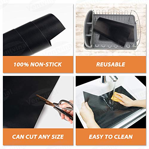 Ventvinal Set de 6 tapetes para Parrilla mágica BBQ 50X40CM Tapete de Parrilla de teflón para Parrilla de Gas y carbón 100% Libre de PFOA Antiadherente hasta 260 ° C / 500 ℉
