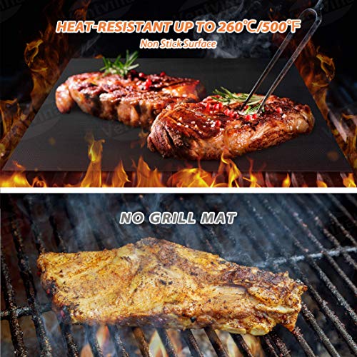 Ventvinal Set de 6 tapetes para Parrilla mágica BBQ 50X40CM Tapete de Parrilla de teflón para Parrilla de Gas y carbón 100% Libre de PFOA Antiadherente hasta 260 ° C / 500 ℉