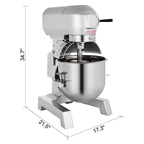 VEVOR Batidora Amasadora 30 L, Amasadoras Repostería Profesional, de Acero Inoxidable, Batidora Amasadora Repostería Multifuncional de Pan, con 3 Velocidades Ajustables, 3 Accesorios de Mezcla