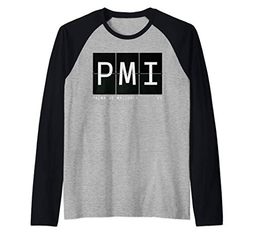 Viajes regalo Código PMI Palma De Mallorca, España retro Camiseta Manga Raglan