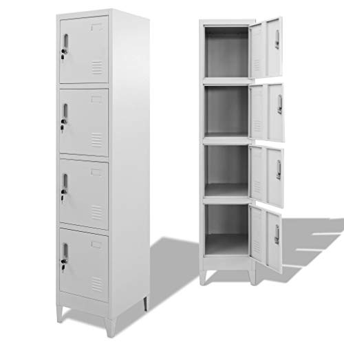vidaXL 244475 4 Puertas con taquilla, Acero, Gris, Talla única