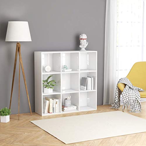 vidaXL Estantería Estante de Libros Librería Mueble Archivador de Oficina de Almacenamiento Dormitorio Salón de Aglomerado Blanco Brillante