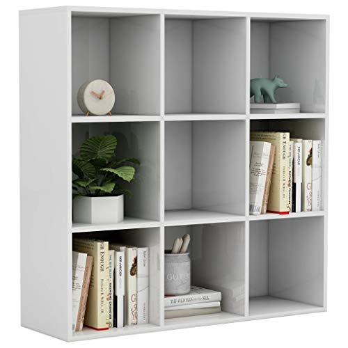vidaXL Estantería Estante de Libros Librería Mueble Archivador de Oficina de Almacenamiento Dormitorio Salón de Aglomerado Blanco Brillante
