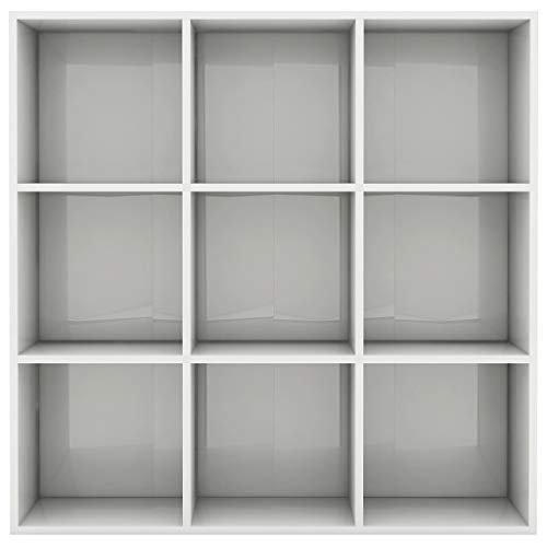 vidaXL Estantería Estante de Libros Librería Mueble Archivador de Oficina de Almacenamiento Dormitorio Salón de Aglomerado Blanco Brillante