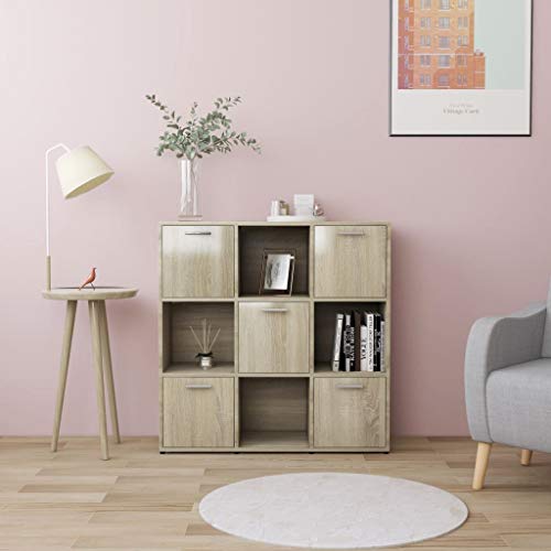 vidaXL Estantería Estante de Libros Mueble Archivador Decoración Oficina Habitación Estable Duradera de Aglomerado Color Roble Sonoma 90x30x90 cm
