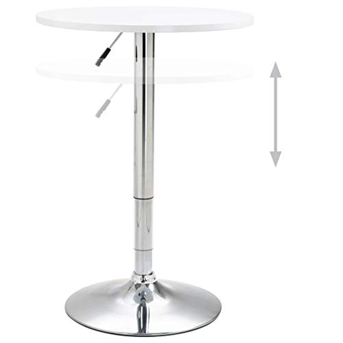 vidaXL Mesa Alta de Cocina MDF Casa Hogar Diseño Estilo Decoración Comedor Salón Terraza Balcón Cafetería Muebles Mobiliario Calidad Ø60 cm Blanco