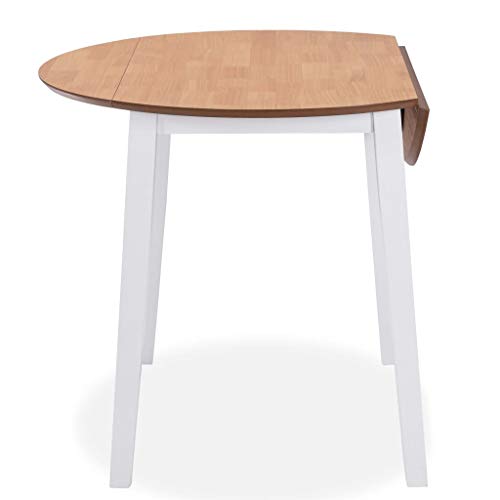 vidaXL Mesa Comedor Alas Abatibles Redonda Blanca Mesita Mesilla Mueble Cocina