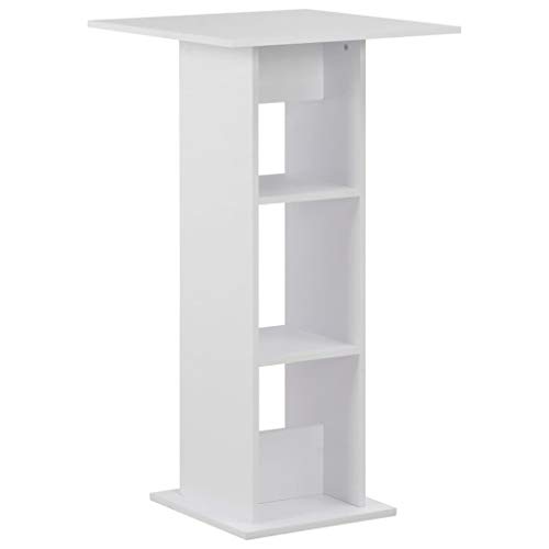 vidaXL Mesa de Bar Madera Blanca 60x60x110 cm Mesita Mesilla Elevada Alta Mueble Mobiliario Auxiliar Comedor Pub Estanterías Consola