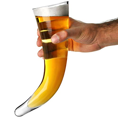 Vikingo Cerveza Cuerno de vidrio con soporte 17 oz / 480ml | Vikingo Cuerno de cristal, de la novedad del vidrio de cerveza, Cuerno Beber