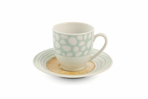 Villa d 'Este Home Tivoli Marea Juego Tazas Café, Porcelana, Multicolor, 6 Unidad