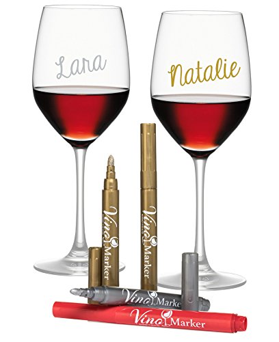 Vino Marcador de Copa de Vino - metálico Colores - Paquete de 4 - de Uso en Todos los de Cristal y de cerámica