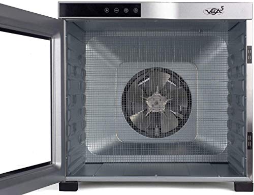 VITA5 Deshidratador Alimentos Acero Inoxidable • Temporizador 24 Horas • Temperatura: 35 a 75ºC + Extra: 1x Malla Fina y 1x Bandeja Antigoteo Nobel Pro (10 Bandejas)