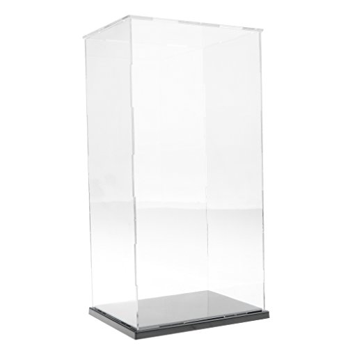 Vitrina de Exhibición Transparente con Base Negro Caja de Exposición para Figuras de Anime Figuritas Estatuas 3D - 19x15x37cm