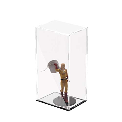 Vitrina de Exhibición Transparente con Base Negro Caja de Exposición para Figuras de Anime Figuritas Estatuas 3D - 19x15x37cm