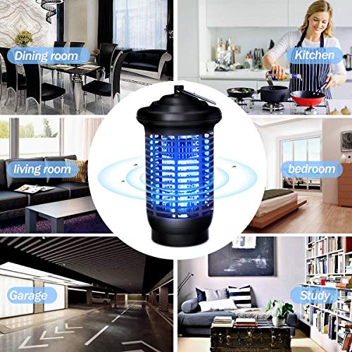 VOKSUN Lámpara Anti Mosquitos, 15W UV Electrico Mata Mosquitos 360° Repelente Zapper de Mosquitos con IPX4 Impermeable, 2000V Trampas para Insectos Mosquito Killer Interior y Exterior