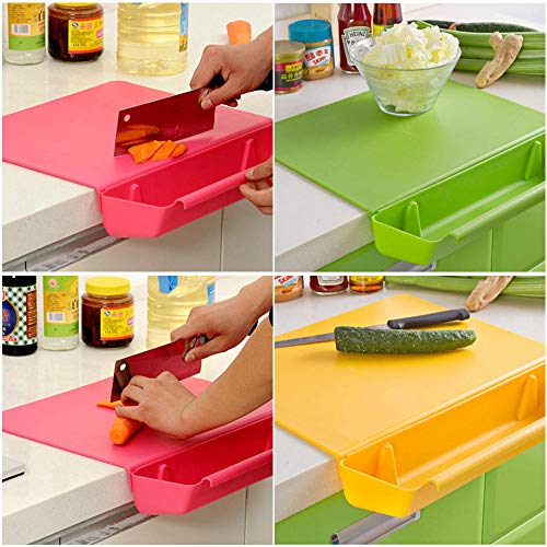 Warmwin Tabla de Cortar con Almacenamiento de Verduras Tabla de Cortar de plástico Cocina casera Antideslizante Fruta amasar Panel-Australia_Verde