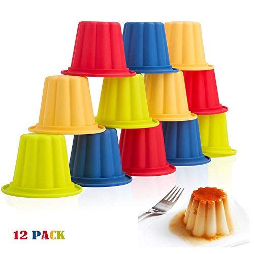 Webake 12 Piezas Moldes Gelatina para Postres Pastel Chocolate Helados Pudines Moldes para Hornear, 4 Colores