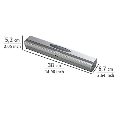 Wenko Cortador 86674100 para Film Transparente, dispensador de acrilonitrilo butadieno estireno (ABS), Plata, 6.7 x 38 x 5.2 cm