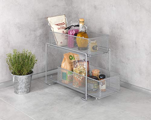 Wenko Schubladenregal, 2 Etagen, 35 x 32,5 x 18,5 cm, silber matt