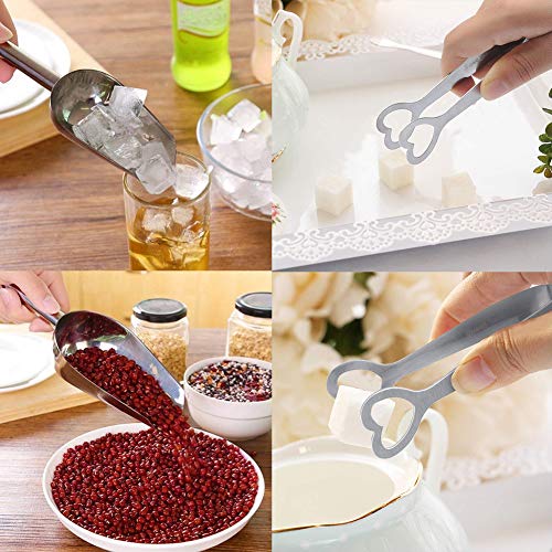 WENTS 8 Pieza Pinzas de azúcar y 2 Pieza Alicates para Hielo, Acero Inoxidable Mini Pinzas Clip de café de terrones de azúcar de Pinzas de Helados de chuches para Bar Boda BBQ Fiesta