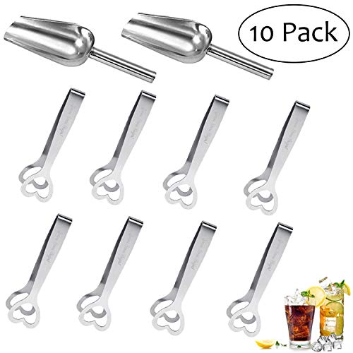 WENTS 8 Pieza Pinzas de azúcar y 2 Pieza Alicates para Hielo, Acero Inoxidable Mini Pinzas Clip de café de terrones de azúcar de Pinzas de Helados de chuches para Bar Boda BBQ Fiesta