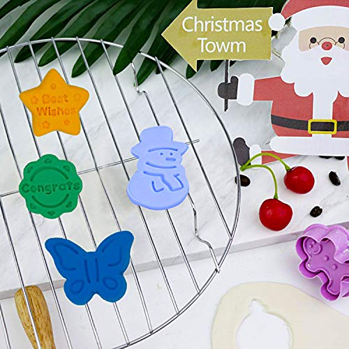 WENTS Juego de 32 moldes para Galletas con expulsor Cortadores de Galletas Forma de Navidad de Fondant, Hornear Galletas para niños Decoraciones Divertidas para Tartas