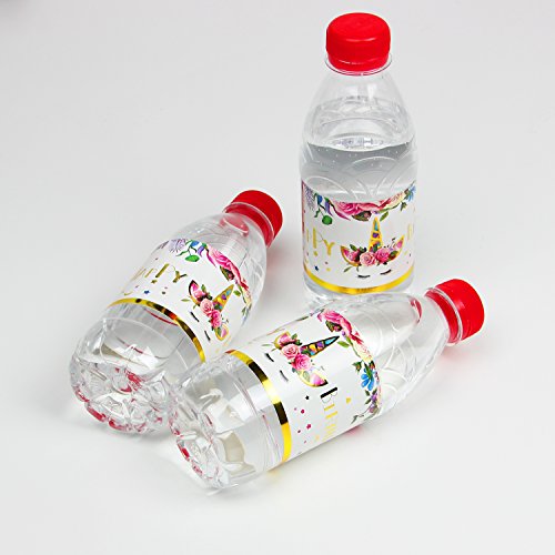 WERNNSAI Etiqueta de Botella de Mágico Unicornio Decoraciones de Fiesta de Cumpleaños de Niñas 24 Piezas Botella Etiquetas Pegatinas Impermeable Autoadhesivo