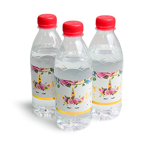 WERNNSAI Etiqueta de Botella de Mágico Unicornio Decoraciones de Fiesta de Cumpleaños de Niñas 24 Piezas Botella Etiquetas Pegatinas Impermeable Autoadhesivo