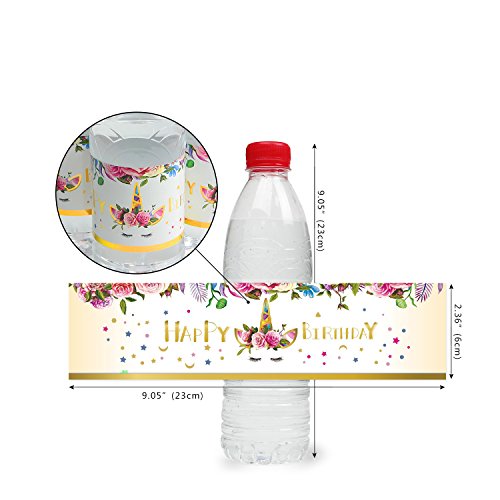 WERNNSAI Etiqueta de Botella de Mágico Unicornio Decoraciones de Fiesta de Cumpleaños de Niñas 24 Piezas Botella Etiquetas Pegatinas Impermeable Autoadhesivo