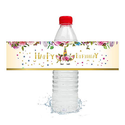 WERNNSAI Etiqueta de Botella de Mágico Unicornio Decoraciones de Fiesta de Cumpleaños de Niñas 24 Piezas Botella Etiquetas Pegatinas Impermeable Autoadhesivo