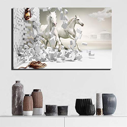 White horse destroys wall painting living room decorative painting