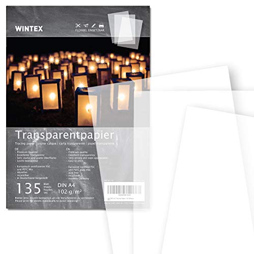 WINTEX 135 hojas de papel transparente DIN A4 102 g/qm super calidad