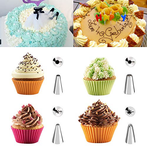 WisFox 85 pcs Boquillas Manga Pastelera Decoración Incluir 50 boquillas de Tubo, 22 Bolsas de Tubo,5 Moule à Cake,adaptadores de 4 Puertos,2 Clavos de Flores,1 Cepillo,1 bolígrafo de Esmalte