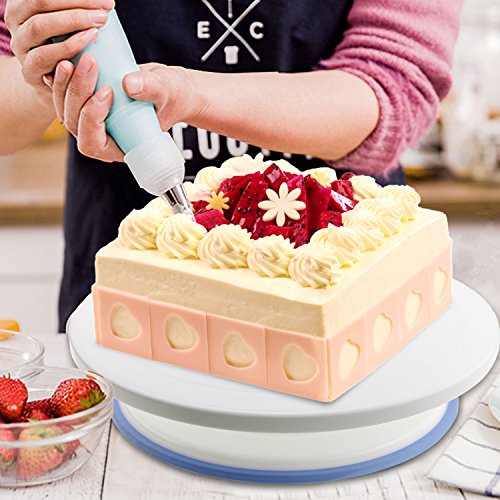 WisFox Cake Turntable, Torta Giratoria, Decoración de Pasteles 24 Boquillas Torta giratoria, 2 Piezas Espátula de formación de Hielo, Bolso de pastelería, Sirope de Torta, Cortador, Flor Levantador