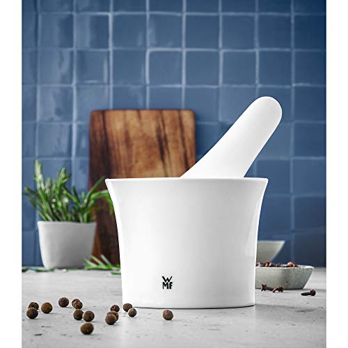 WMF Gourmet Mortero con mazo, Porcelana, Blanco, 12 cm