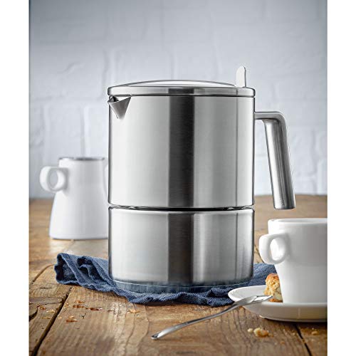WMF Kult Cafetera exprés (6 Tazas), Acero Inoxidable Mate, 11 cm