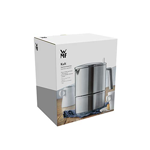 WMF Kult Cafetera exprés (6 Tazas), Acero Inoxidable Mate, 11 cm