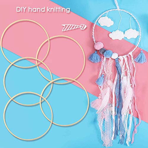 Wohlstand 6Pcs Anillos del colector del sueño 15 cm diámetro Dream Catcher Anillo Redondo de Madera de bambú aro Herramientas artesanales DIY