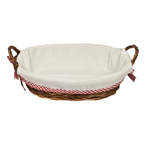 WoodLuv 38 x 28 cm cesto de mimbre Oval forro blanco, marrón