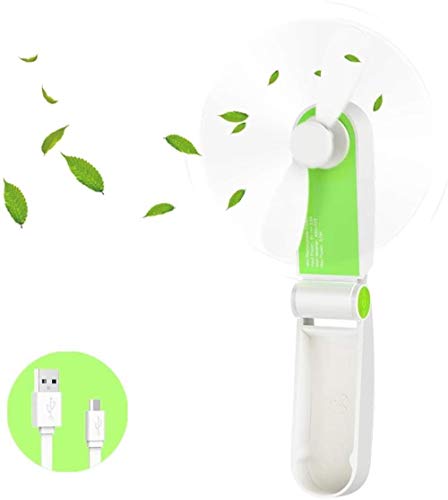 Woodtree Mini Bolsillo Plegable del Ventilador, Ventilador del Bolsillo portátil Recargable portátil con Cable USB Ajustables 2 velocidades de Viaje Casa Rosa Aire Libre Color: Verde (Color : Vert)