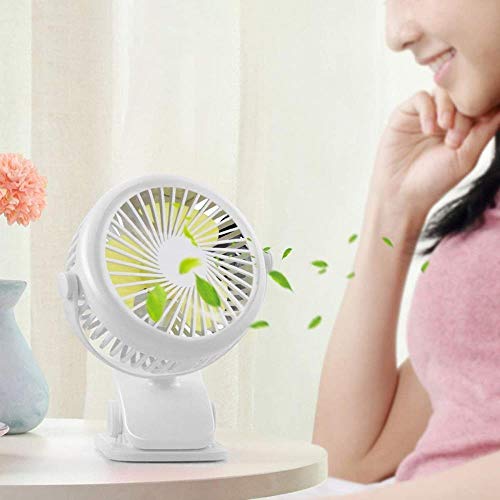 Woodtree Ventilador de Mesa con USB Clip Cochecito 3 Ventilador portátil de Velocidad Ajustable ?? 360 Grados Que giran el Ventilador del Escritorio for la Seguridad del Coche Cuna, Color: Negro
