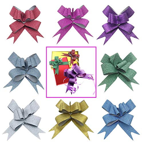 Woohome 80 Pz Lazos Regalos Grandes y 1 Rollo de Puntos de Pegamento, Lazos de Cinta de Regalo Ideal para Navidad, Bodas, Fiestas, Decoración del Día de San Valentín y Envoltura de Regalos de