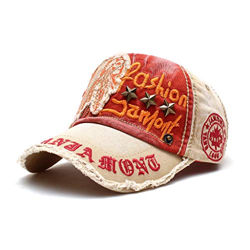 wopiaol Primavera y Verano, Sombreros para Damas Europeas y Americanas, Remaches Bordados a la Moda, Gorras de béisbol, Gorras Viejas Lavados Casuales